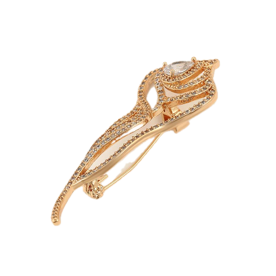 Lumaris – 18K Gold Brooch with White Cubic Zirconia | Radiant Everyday Pin for Women