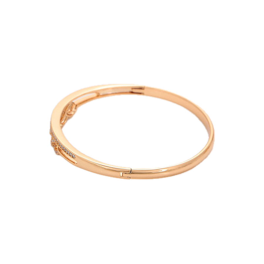 Orbana – 18K Gold Plated Wide Band Bangle with White Cubic Zirconia | Everyday Luxury Bangle for Women