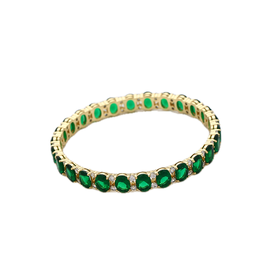 Verdène – 14K Gold Plated Luxury Bangle with Green Cubic Zirconia | Rare Occasion Bracelet for Women