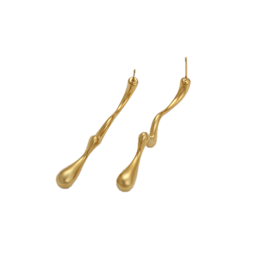 Verdana – 14K Gold Stainless Steel Long Drop Earrings | Bold Everyday Statement Earrings for Women