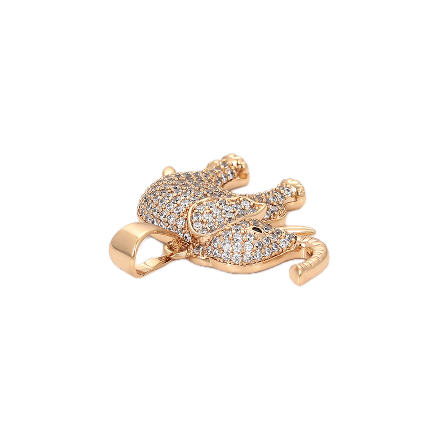 Cursiva – 18K Gold Plated Large Elephant Pendant with White Cubic Zirconia | Signature Statement Necklace for Women
