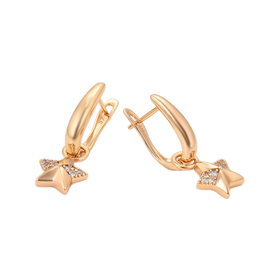 Aurela – 18K Gold Drop Earrings with White Cubic Zirconia | Elegant Daily Earrings for Women