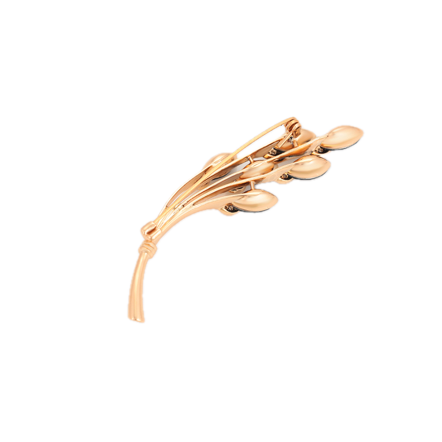 Azuline – 18K Gold Brooch with Dark Blue Synthetic Crystal | Elongated Statement Pin for Women