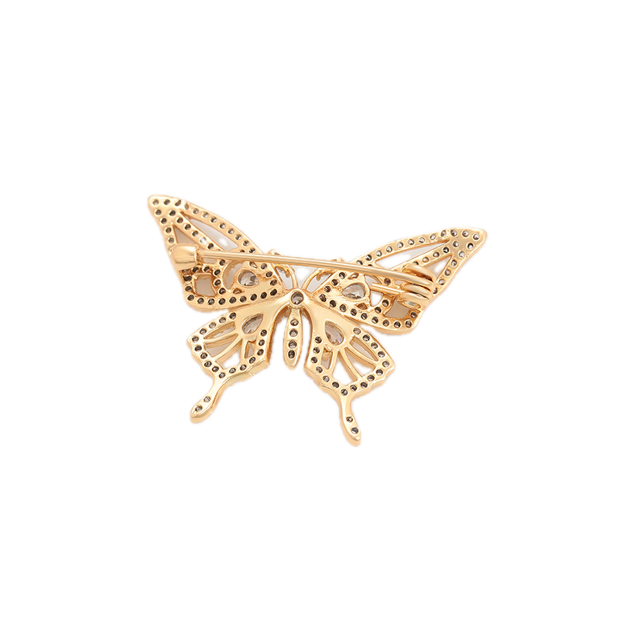 Faunara – 18K Gold Animal Shape Brooch with White Cubic Zirconia | Nature-Inspired Luxury Pin for Women