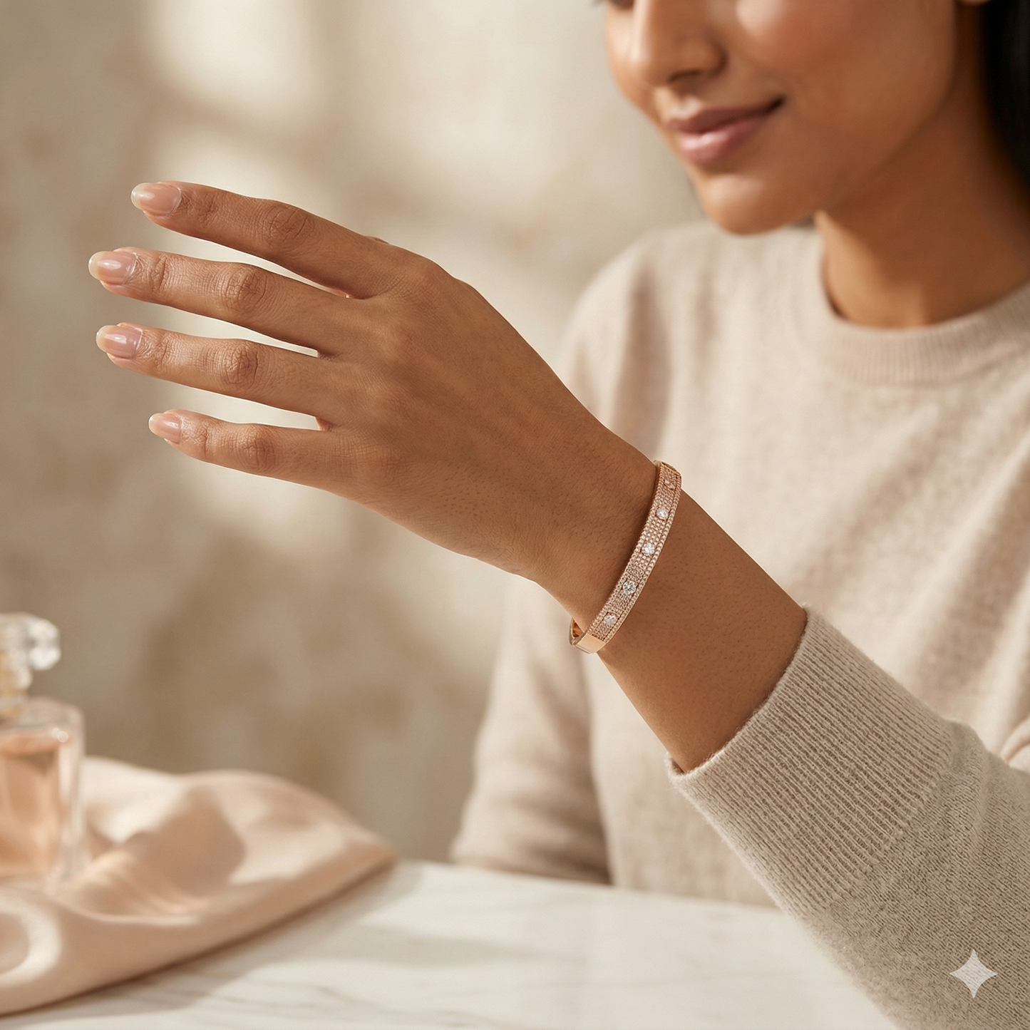 Cruxel – 18K Gold Plated Cross Design Bangle with White Cubic Zirconia | Signature Everyday Bangle for Women