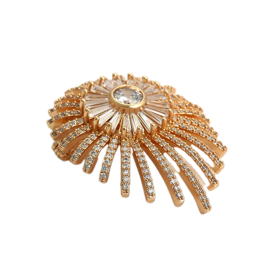 Xperia – 18K Gold Signature Brooch with White Cubic Zirconia | Monogram Statement Pin for Women