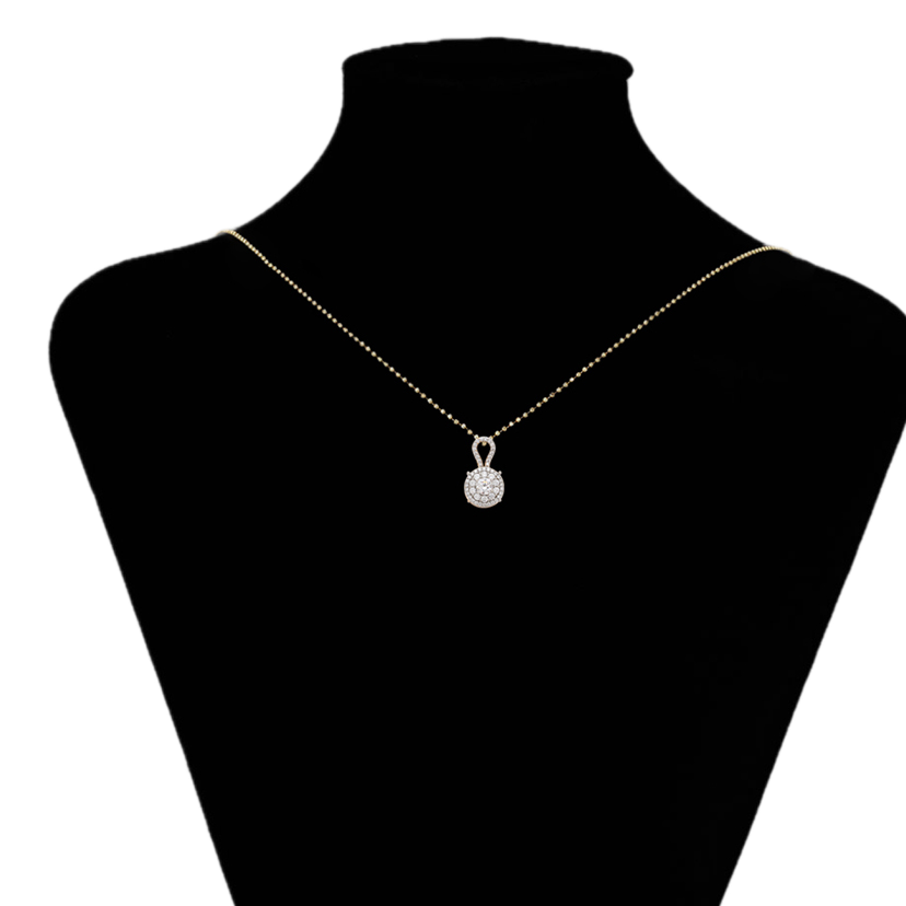 Necklace with a pendant on a black mannequin bust, brand 'Xupin' visible.