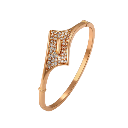 Rosali – Rose Gold Plated Bangle with White Cubic Zirconia | Premium Daily Wear Bracelet for Women