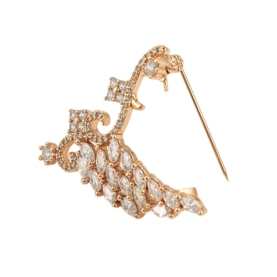 Florael – 18K Gold Brooch with White Cubic Zirconia | Delicate Refined Pin for Women