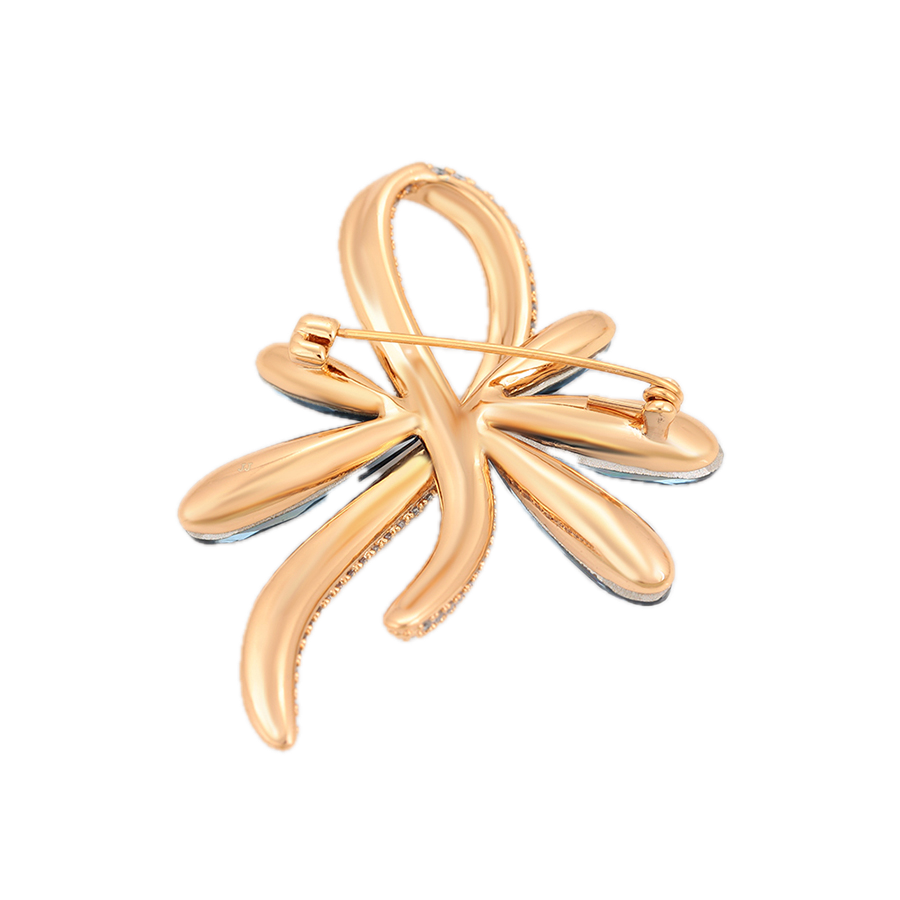 Azurael – 18K Gold Luxury Brooch with Dark Blue Crystal | Statement Lapel Pin for Women