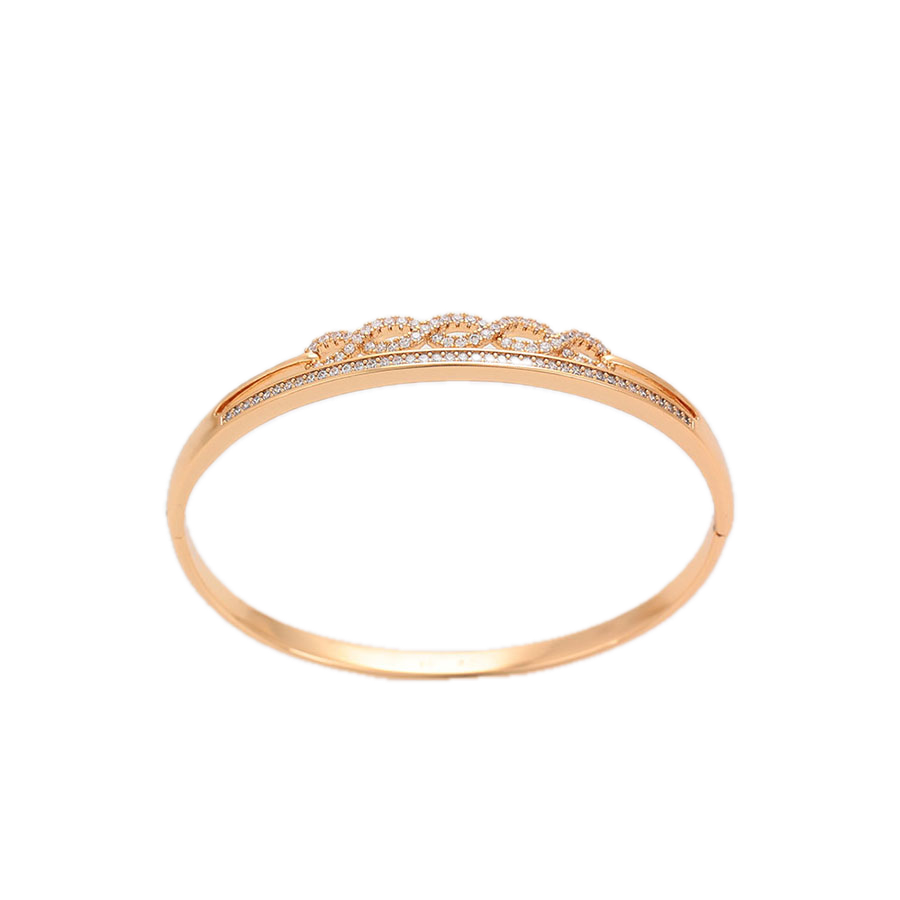 Orbana – 18K Gold Plated Wide Band Bangle with White Cubic Zirconia | Everyday Luxury Bangle for Women