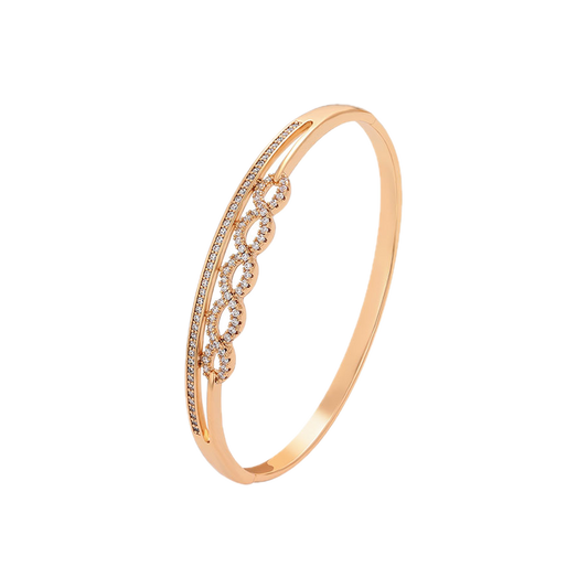 Orbana – 18K Gold Plated Wide Band Bangle with White Cubic Zirconia | Everyday Luxury Bangle for Women