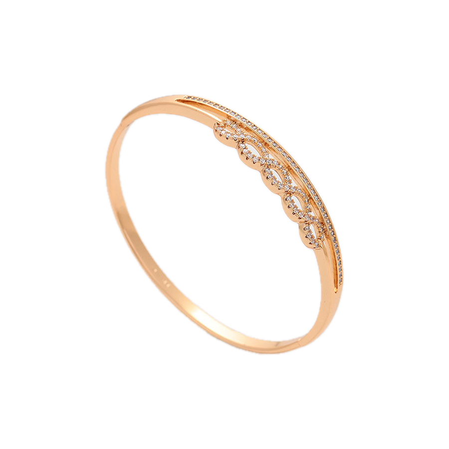 Orbana – 18K Gold Plated Wide Band Bangle with White Cubic Zirconia | Everyday Luxury Bangle for Women