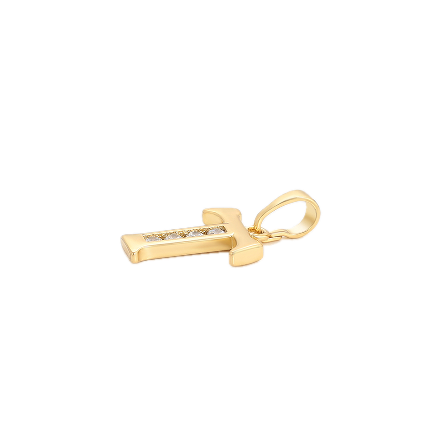 Florène – 14K Gold Plated Letter Pendant with White Cubic Zirconia | Warm Initial Necklace for Women