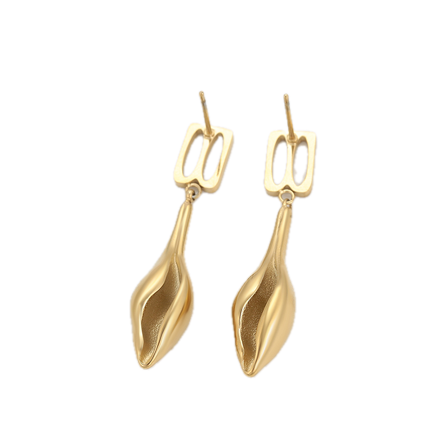Auvera – 14K Gold Stainless Steel Drop Earrings | Sculptural Daily Wear Earrings for Women