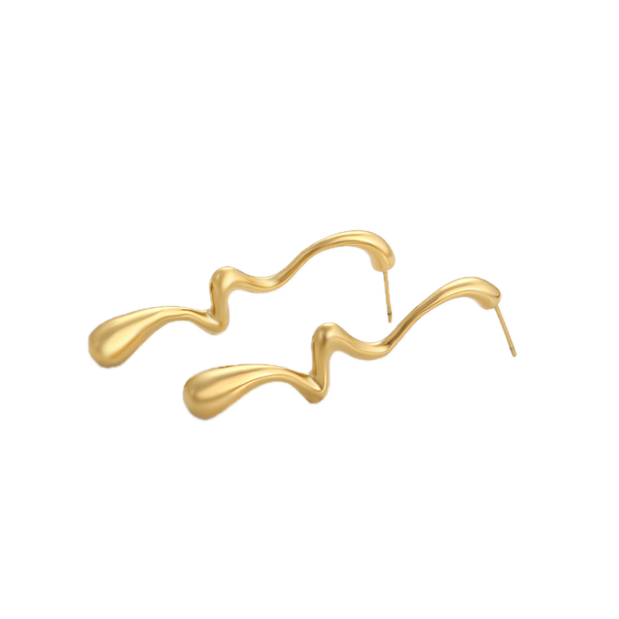 Verdana – 14K Gold Stainless Steel Long Drop Earrings | Bold Everyday Statement Earrings for Women