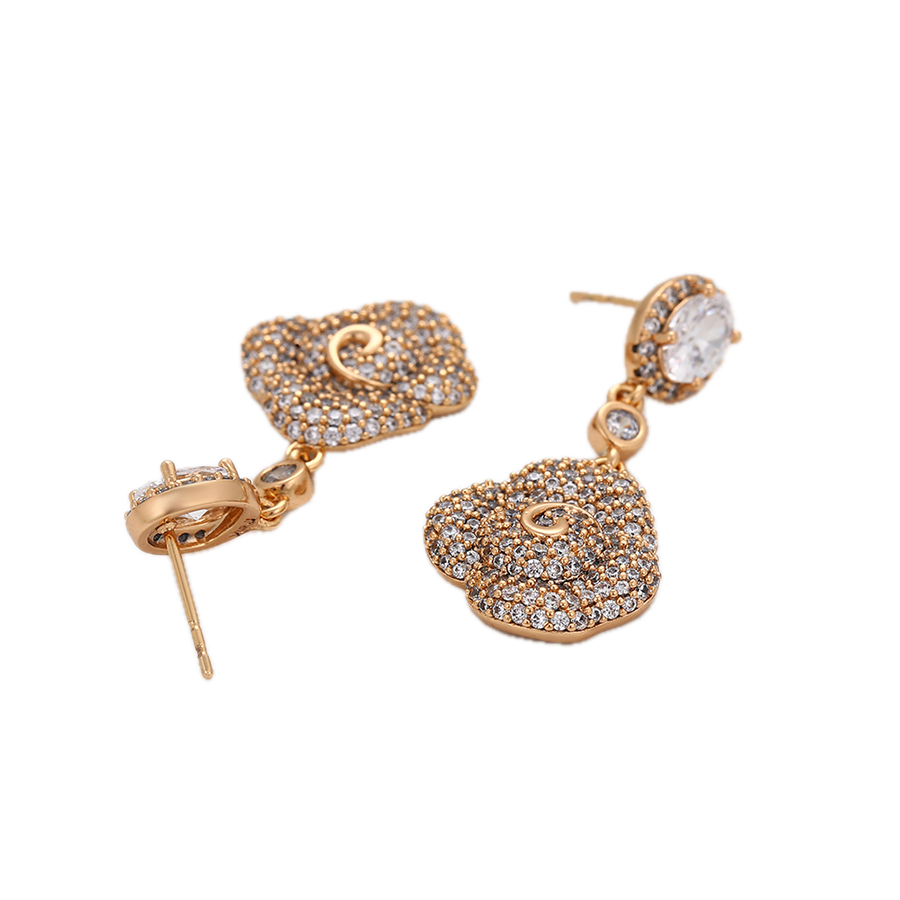 Lumaris – 18K Gold Drop Earrings with White Cubic Zirconia | Radiant Statement Daily Earrings for Women