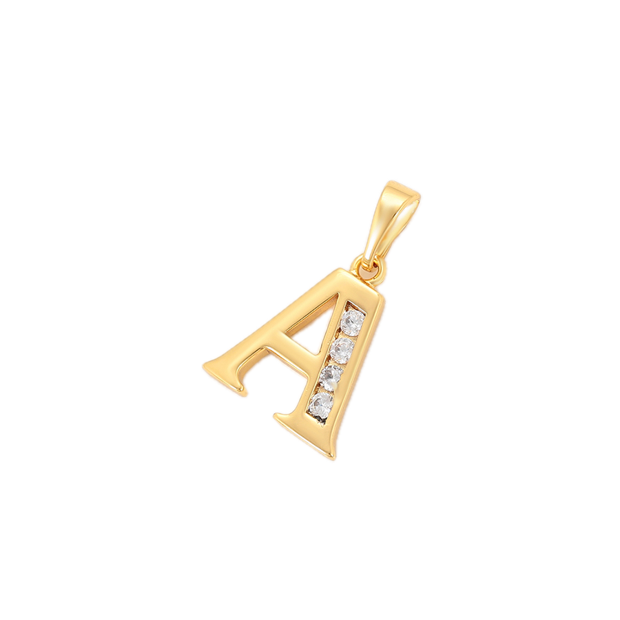 Soletta – 24K Gold Plated Letter Pendant with White Cubic Zirconia | Opulent Initial Necklace