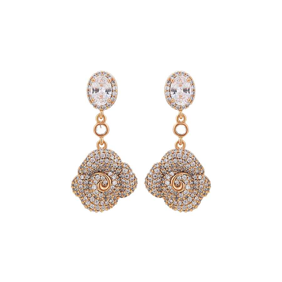 Lumaris – 18K Gold Drop Earrings with White Cubic Zirconia | Radiant Statement Daily Earrings for Women