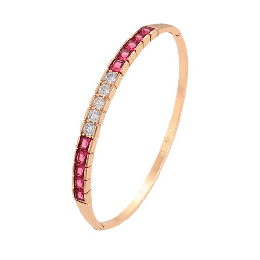 Minova – 18K Gold Plated Slim Bangle with Cubic Zirconia | Classic Everyday Bangle for Women