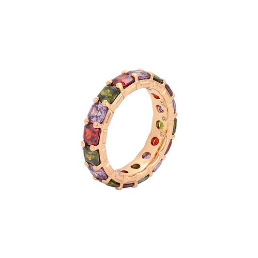 Chrōma – 18K Gold Luxury Ring with Coloured Cubic Zirconia | Artisan Statement Ring for Women