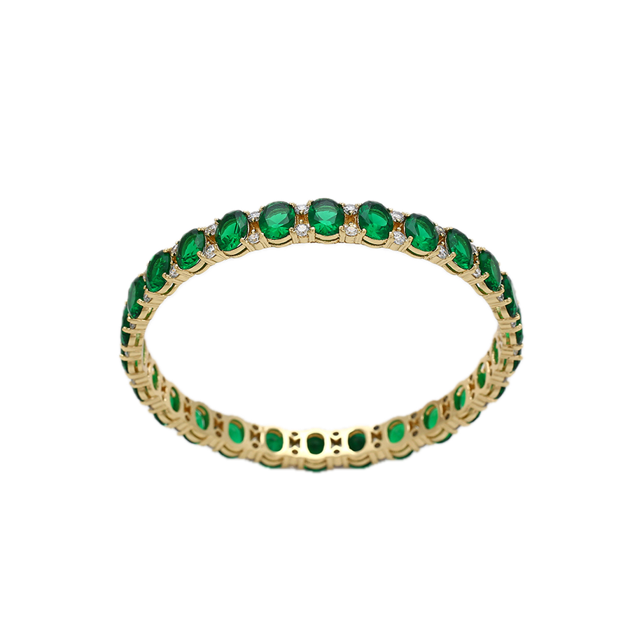 Verdène – 14K Gold Plated Luxury Bangle with Green Cubic Zirconia | Rare Occasion Bracelet for Women