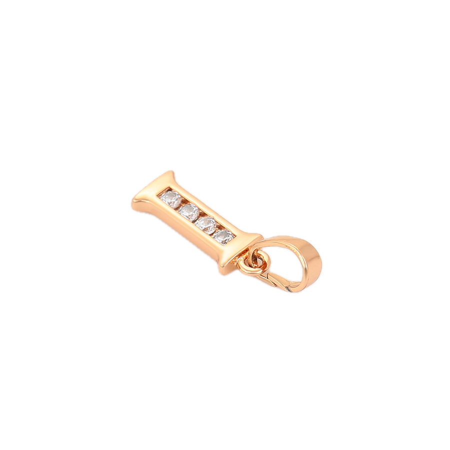 Linéra – 18K Gold Plated Linear Letter Pendant with White Cubic Zirconia | Sleek Initial Necklace for Women