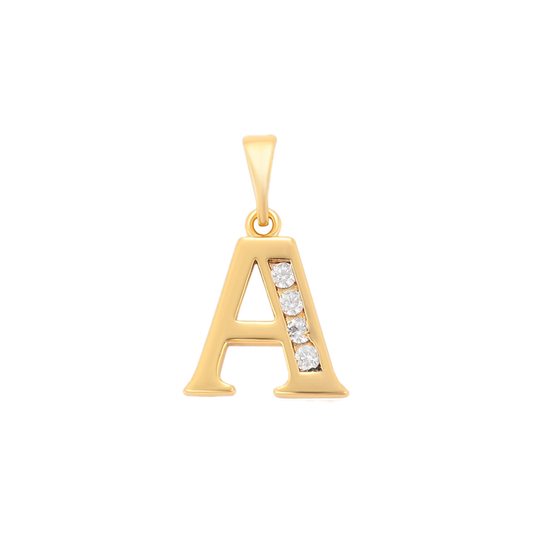 Soletta – 24K Gold Plated Letter Pendant with White Cubic Zirconia | Opulent Initial Necklace