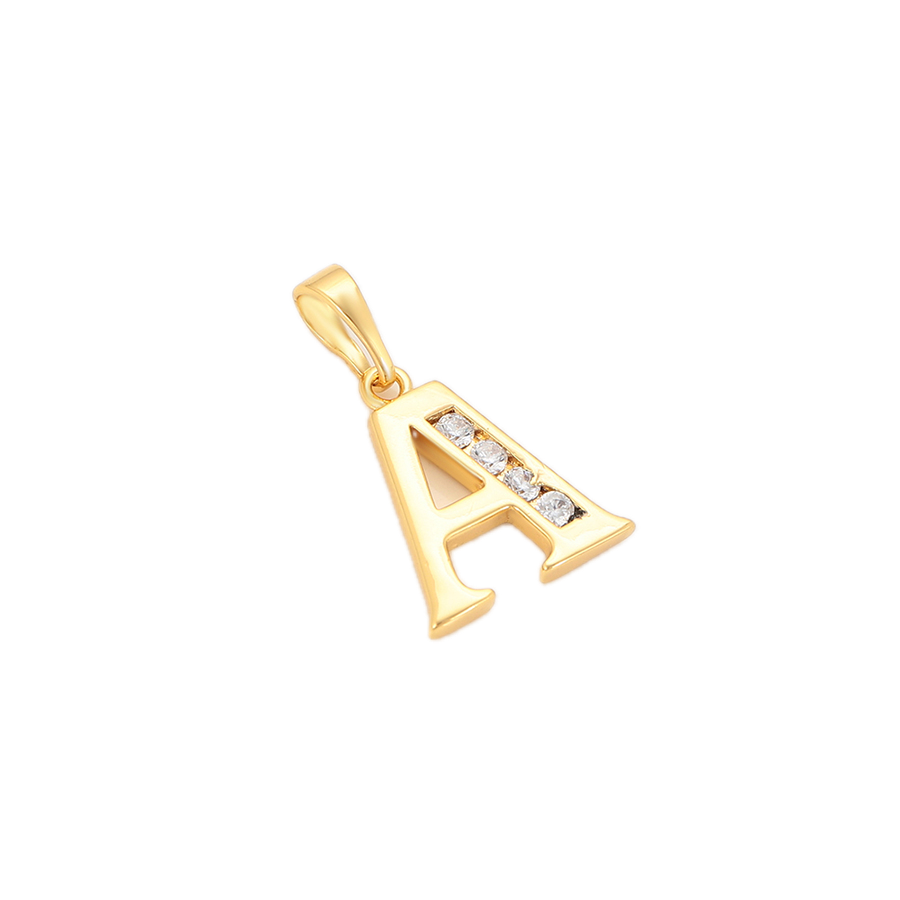 Soletta – 24K Gold Plated Letter Pendant with White Cubic Zirconia | Opulent Initial Necklace