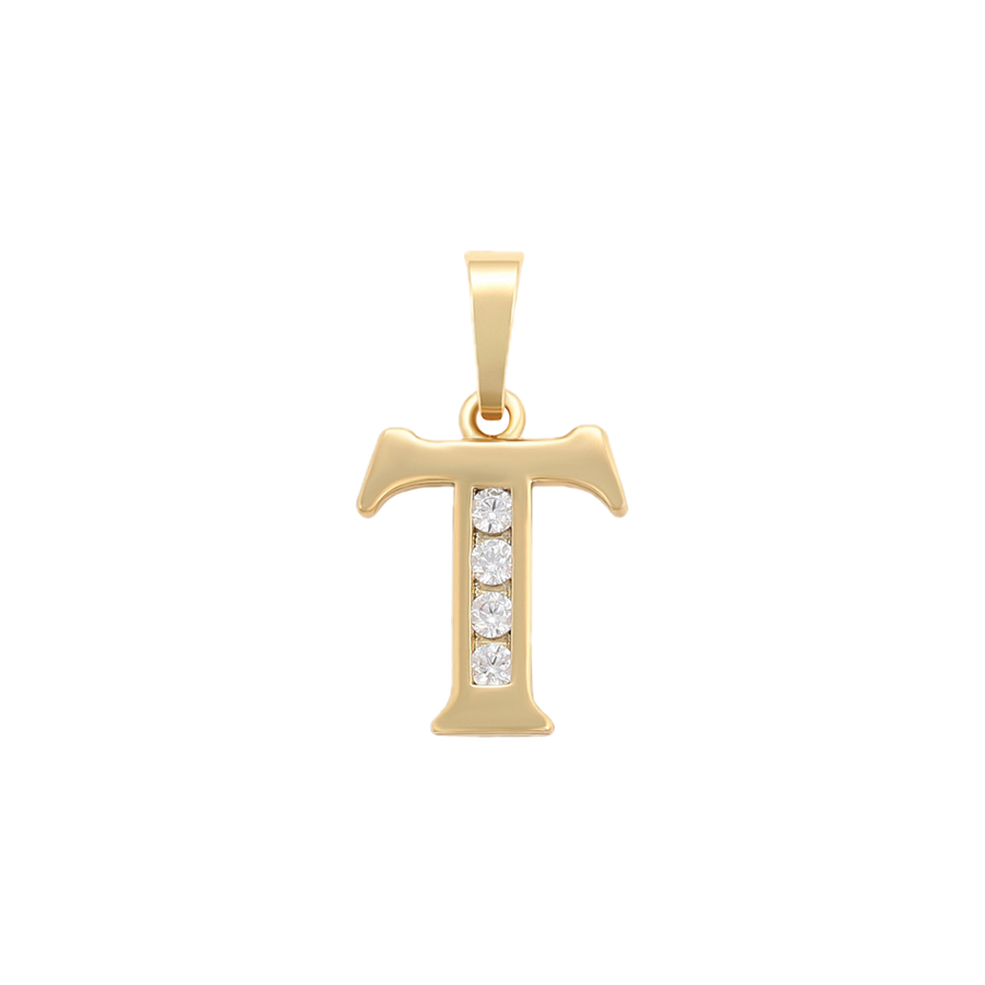Florène – 14K Gold Plated Letter Pendant with White Cubic Zirconia | Warm Initial Necklace for Women