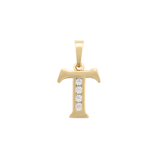 Florène – 14K Gold Plated Letter Pendant with White Cubic Zirconia | Warm Initial Necklace for Women