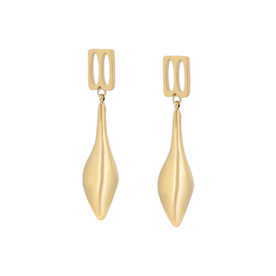 Auvera – 14K Gold Stainless Steel Drop Earrings | Sculptural Daily Wear Earrings for Women
