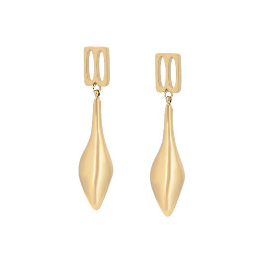 Auvera – 14K Gold Stainless Steel Drop Earrings | Sculptural Daily Wear Earrings for Women