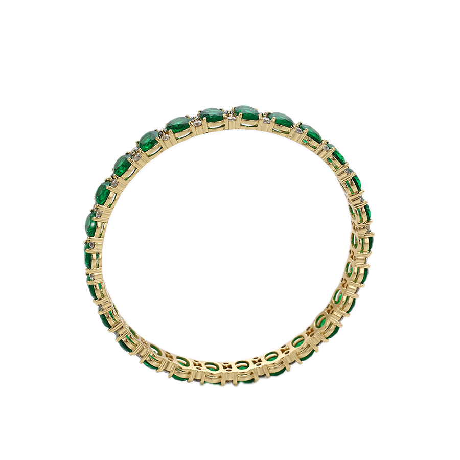 Verdène – 14K Gold Plated Luxury Bangle with Green Cubic Zirconia | Rare Occasion Bracelet for Women