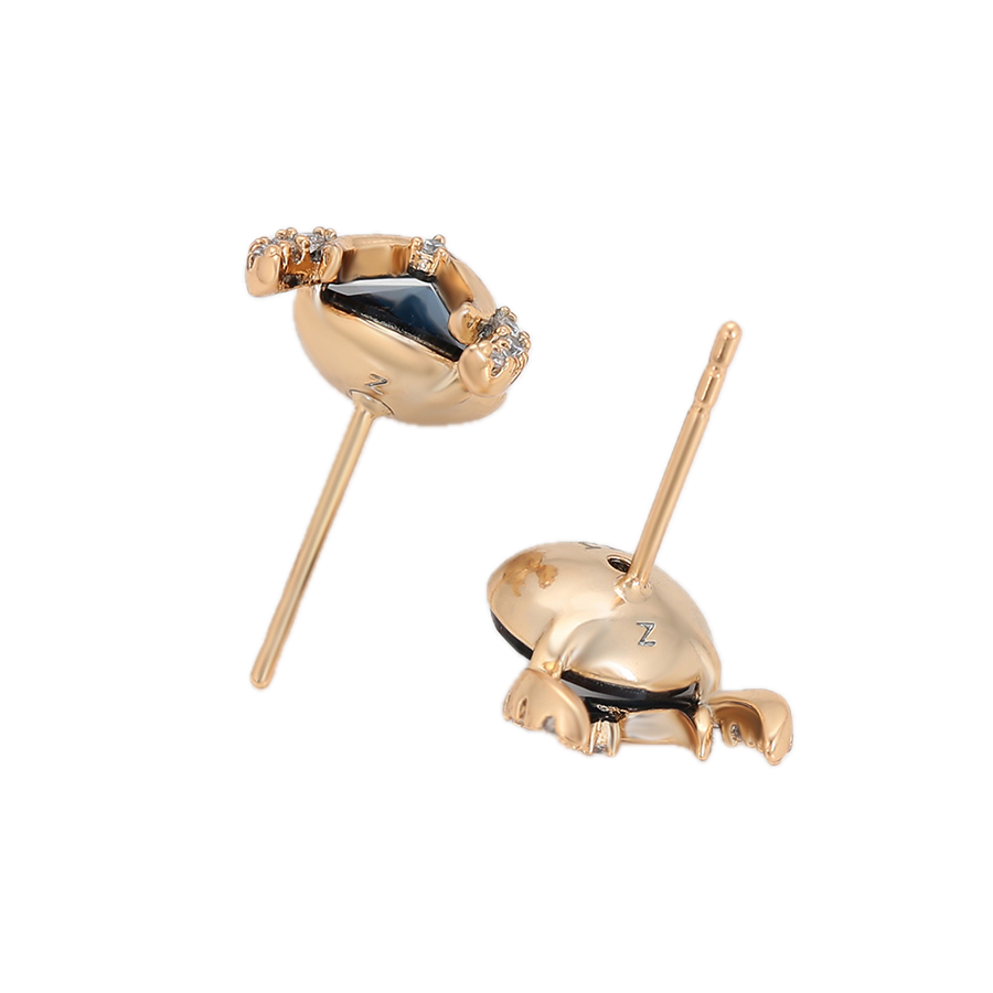 Azulare – 18K Gold Luxury Stud Earrings with Dark Blue Crystal | Sapphire-Style Statement Studs for Women