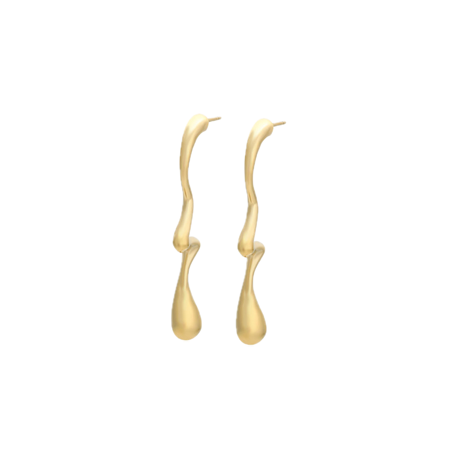 Verdana – 14K Gold Stainless Steel Long Drop Earrings | Bold Everyday Statement Earrings for Women