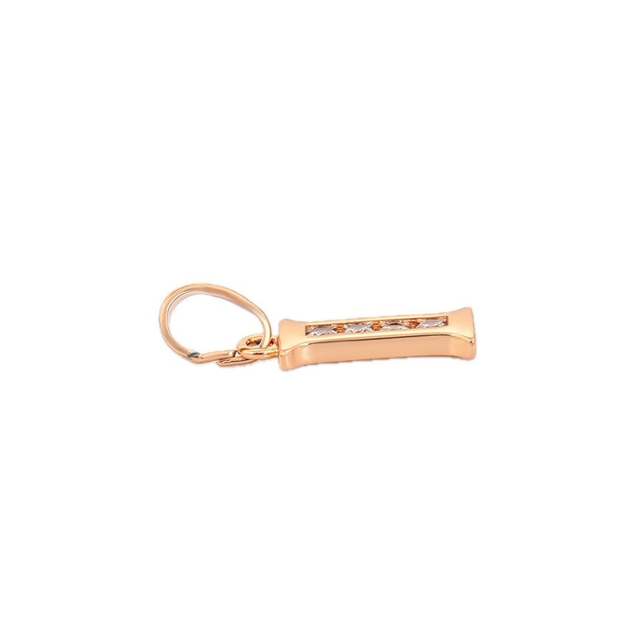 Linéra – 18K Gold Plated Linear Letter Pendant with White Cubic Zirconia | Sleek Initial Necklace for Women