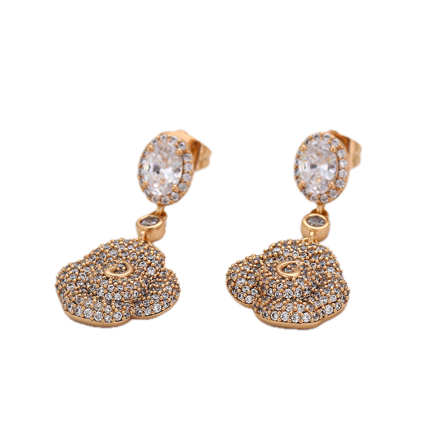 Lumaris – 18K Gold Drop Earrings with White Cubic Zirconia | Radiant Statement Daily Earrings for Women