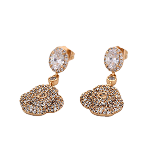 Lumaris – 18K Gold Drop Earrings with White Cubic Zirconia | Radiant Statement Daily Earrings for Women