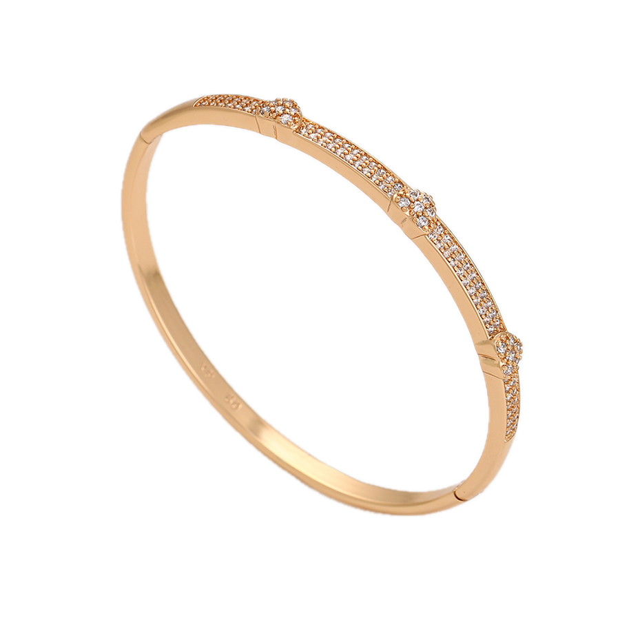 Stellara – 18K Gold Plated Slim Bangle with White Cubic Zirconia Accents | Minimalist Luxury Bangle for Women
