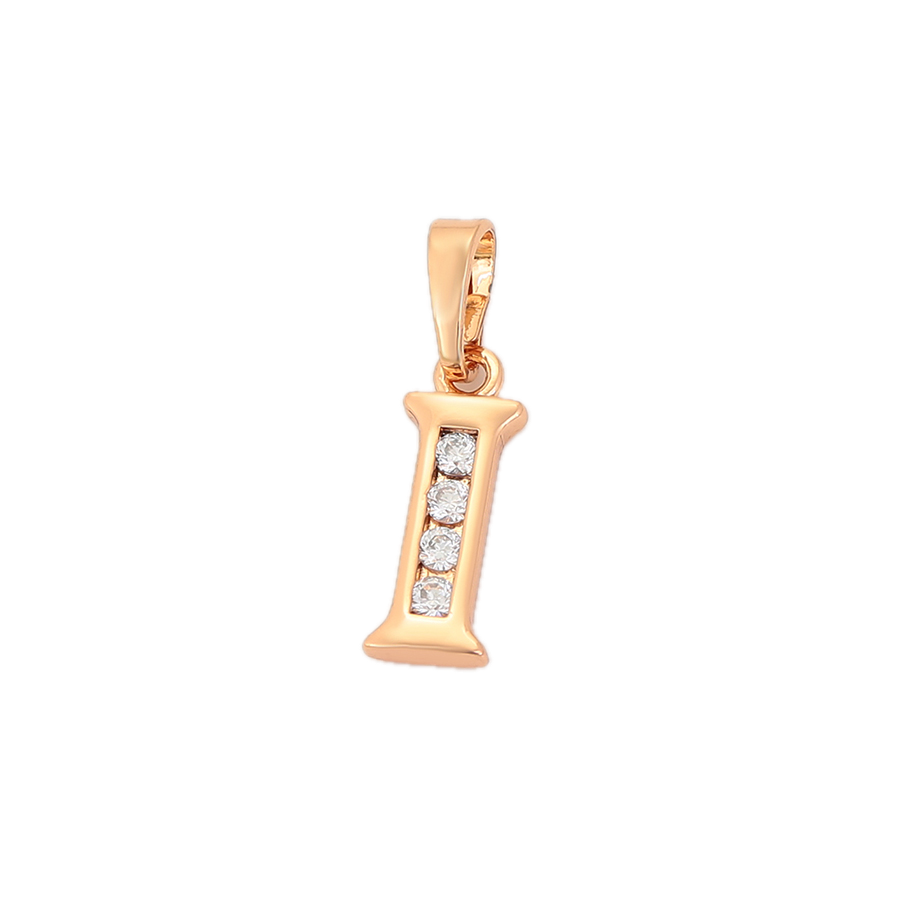 Linéra – 18K Gold Plated Linear Letter Pendant with White Cubic Zirconia | Sleek Initial Necklace for Women