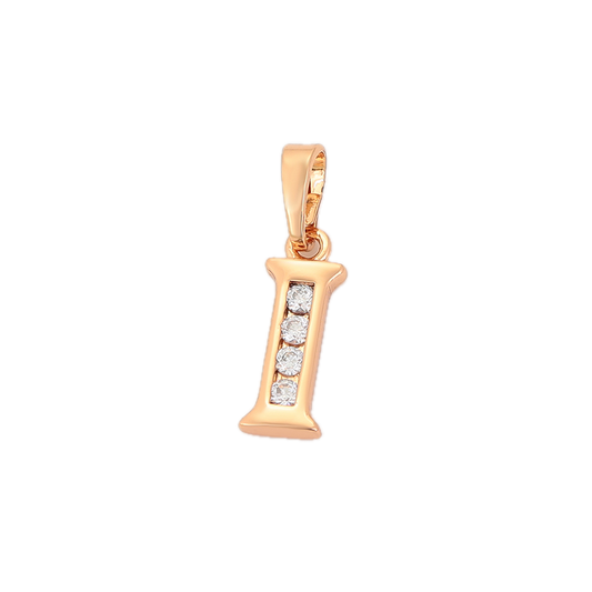 Linéra – 18K Gold Plated Linear Letter Pendant with White Cubic Zirconia | Sleek Initial Necklace for Women