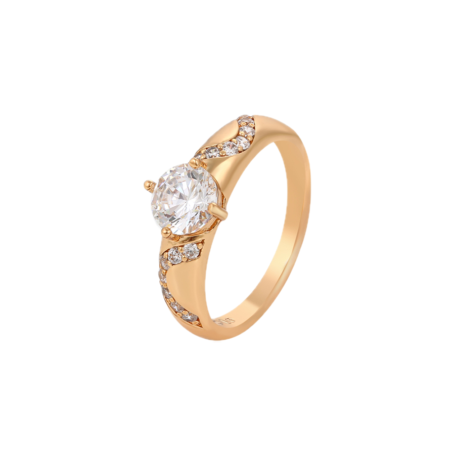 Solène – 18K Gold Ring with Statement White Cubic Zirconia | Everyday Cocktail Ring for Women