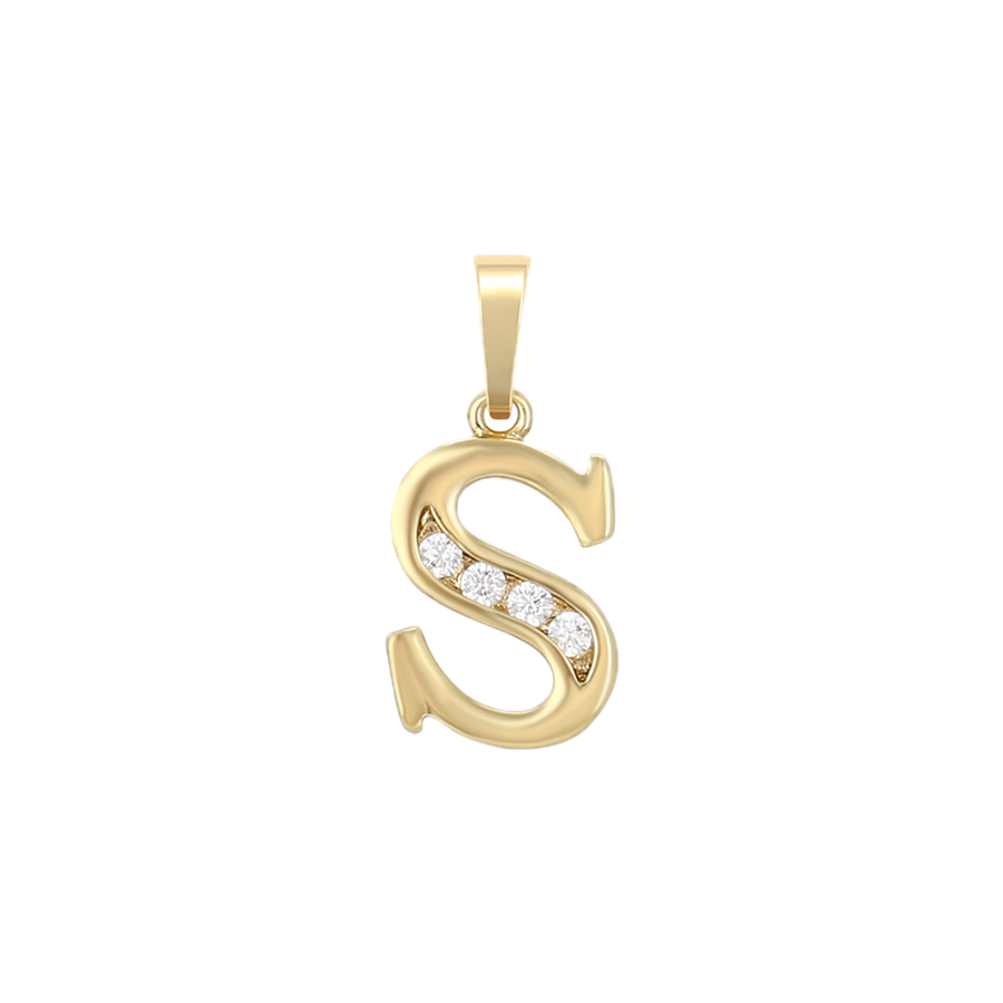 Verdlet – 14K Gold Plated Letter Pendant with White Cubic Zirconia | Distinctive Initial Necklace