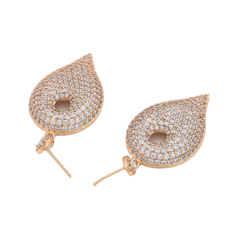Magnara – 18K Gold Luxury Drop Earrings with White Cubic Zirconia | Statement Occasion Earrings for Women