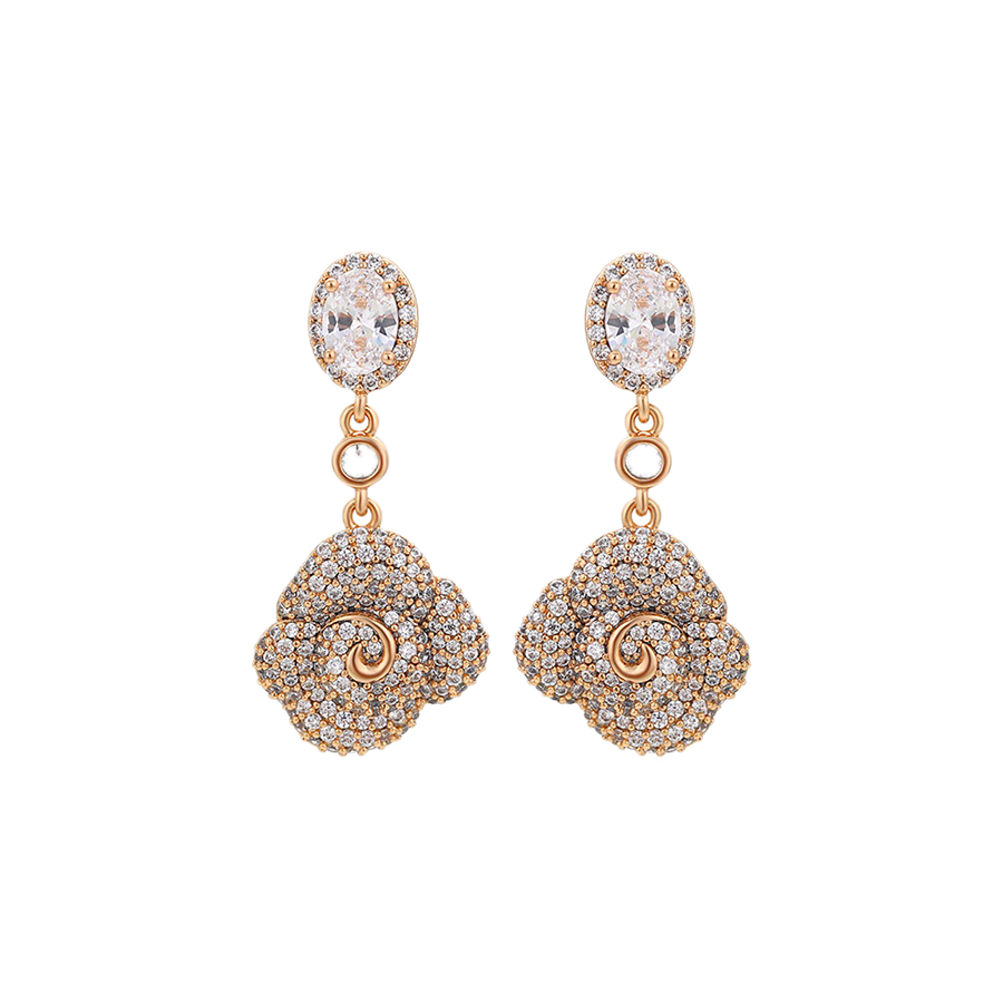 Lumaris – 18K Gold Drop Earrings with White Cubic Zirconia | Radiant Statement Daily Earrings for Women