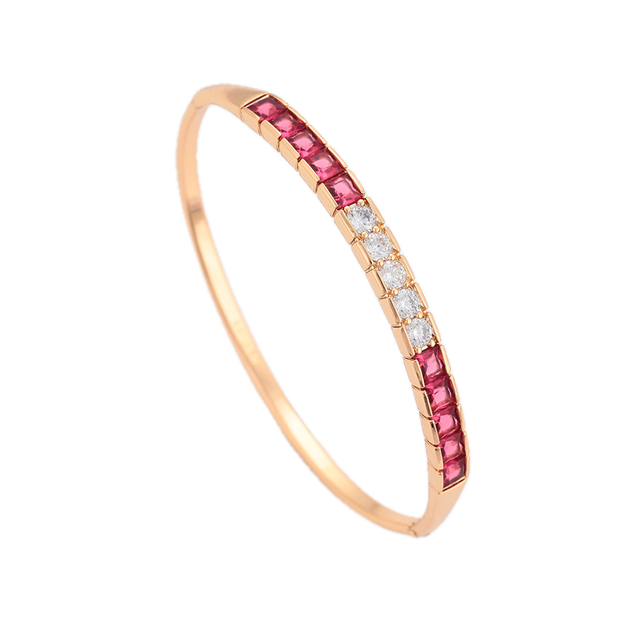 Minova – 18K Gold Plated Slim Bangle with Cubic Zirconia | Classic Everyday Bangle for Women