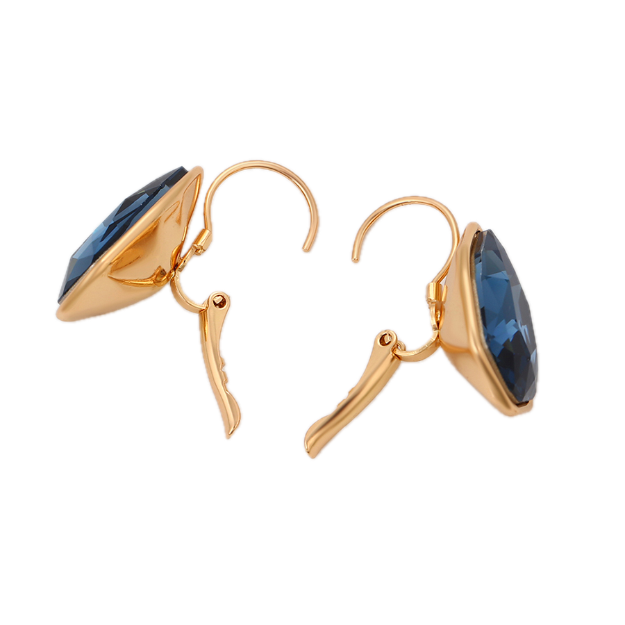 Azuria – 18K Gold Earrings with Dark Blue Synthetic Crystal | Dramatic Statement Earrings for Women