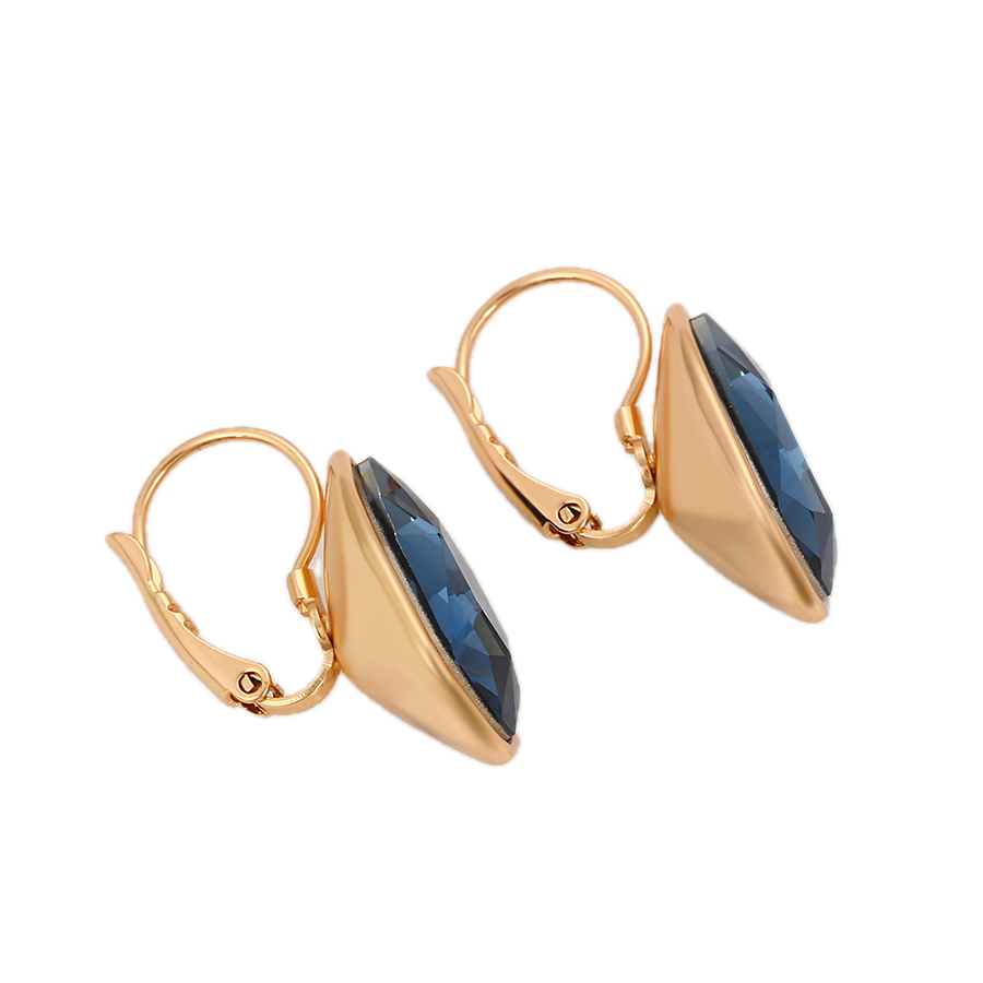 Azuria – 18K Gold Earrings with Dark Blue Synthetic Crystal | Dramatic Statement Earrings for Women