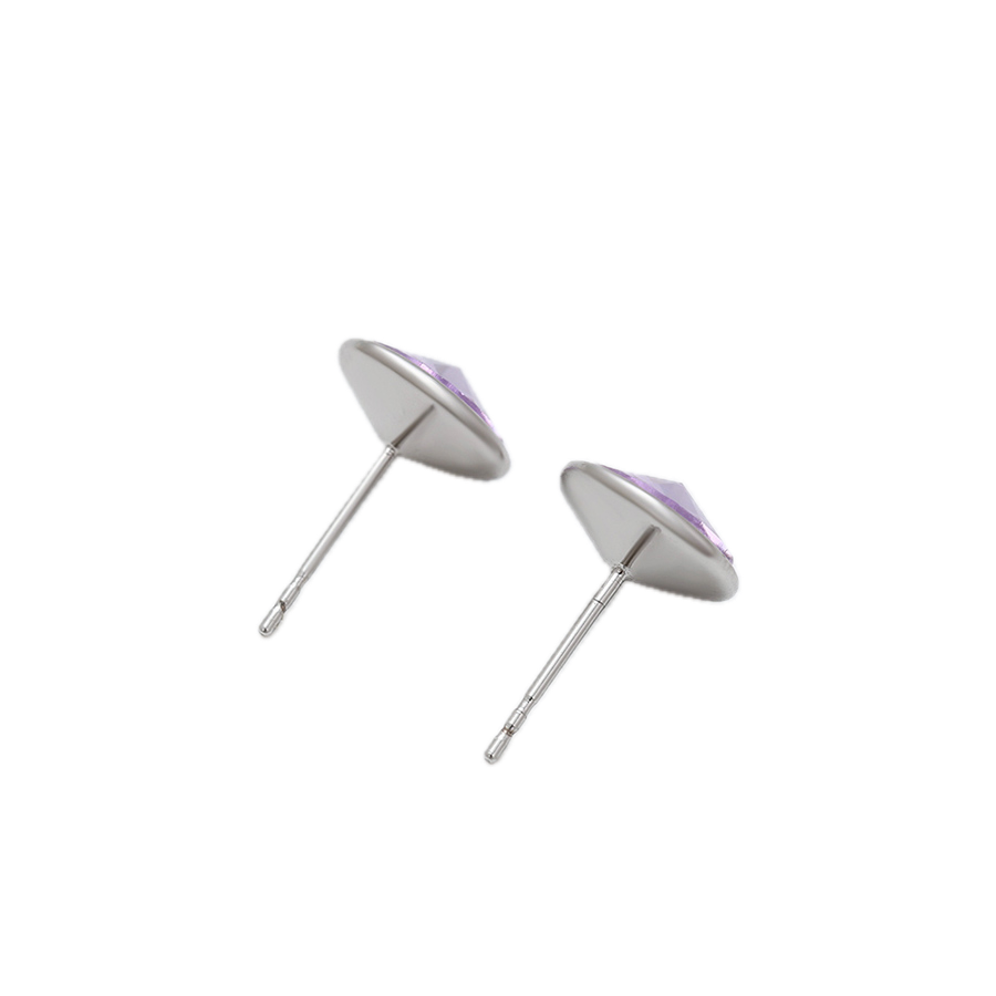 Violène – Platinum Plated Stud Earrings with Violet Synthetic Crystal | Luminous Statement Studs for Women